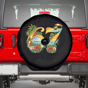 Hawaii Six Seven Spare Tire Cover Tropical Hibiscus Vacation Graphic TS12 Black Print Your Wear