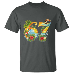 Hawaii Six Seven T Shirt Tropical Hibiscus Vacation Graphic TS12 Dark Heather Print Your Wear
