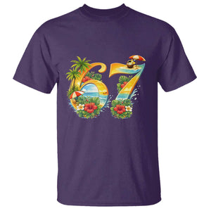 Hawaii Six Seven T Shirt Tropical Hibiscus Vacation Graphic TS12 Purple Print Your Wear