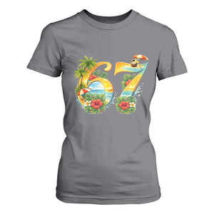 Hawaii Six Seven T Shirt For Women Tropical Hibiscus Vacation Graphic TS12 Charcoal Print Your Wear