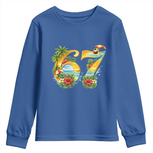 Hawaii Six Seven Youth Sweatshirt Tropical Hibiscus Vacation Graphic TS12 Royal Blue Print Your Wear