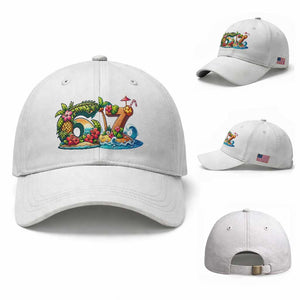 Tropical Beach Six Seven Baseball Cap Summer Island Vacation Graphic TS12 Baseball Cap Universal Fit White Print Your Wear