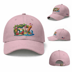Tropical Beach Six Seven Baseball Cap Summer Island Vacation Graphic TS12 Baseball Cap Universal Fit Light Pink Print Your Wear