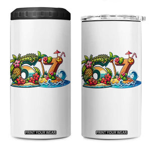 Tropical Beach Six Seven 4 in 1 Can Cooler Tumbler Summer Island Vacation Graphic