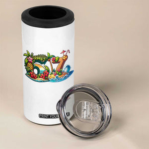 Tropical Beach Six Seven 4 in 1 Can Cooler Tumbler Summer Island Vacation Graphic