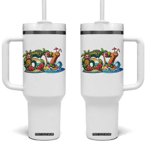 Tropical Beach Six Seven Tumbler With Handle Summer Island Vacation Graphic