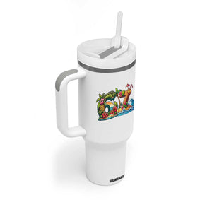 Tropical Beach Six Seven Tumbler With Handle Summer Island Vacation Graphic