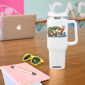 Tropical Beach Six Seven Tumbler With Handle Summer Island Vacation Graphic