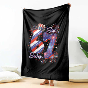 Patriotic Six Seven Throw Blanket Red White And Blue Fireworks Graphic