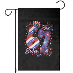 Patriotic Six Seven Garden Flag Red White And Blue Fireworks Graphic