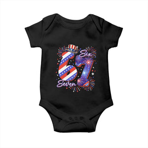 Patriotic Six Seven Baby Onesie Red White And Blue Fireworks Graphic