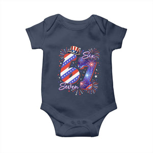Patriotic Six Seven Baby Onesie Red White And Blue Fireworks Graphic