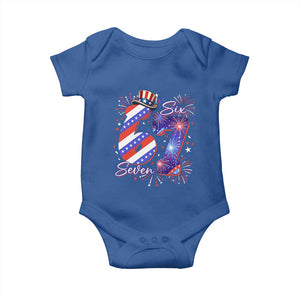 Patriotic Six Seven Baby Onesie Red White And Blue Fireworks Graphic