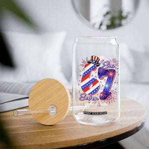 Patriotic Six Seven Glass Can Red White And Blue Fireworks Graphic