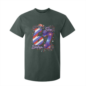 Patriotic Six Seven T Shirt For Kid Red White And Blue Fireworks Graphic
