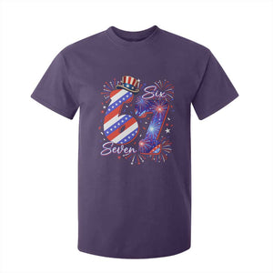 Patriotic Six Seven T Shirt For Kid Red White And Blue Fireworks Graphic