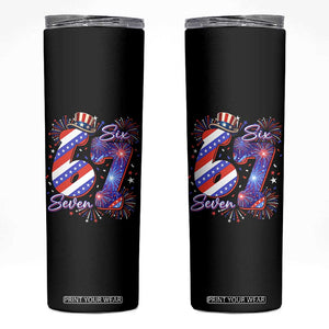 Patriotic Six Seven Skinny Tumbler Red White And Blue Fireworks Graphic