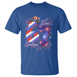 Patriotic Six Seven T Shirt Red White And Blue Fireworks Graphic