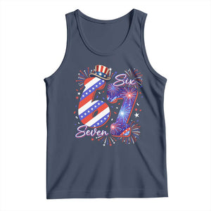 Patriotic Six Seven Tank Top Red White And Blue Fireworks Graphic