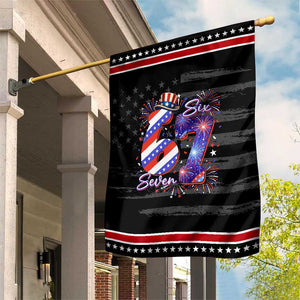 Funny Six Seven Patriotic Garden Flag Red White And Blue Fireworks Graphic
