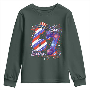 Patriotic Six Seven Youth Sweatshirt Red White And Blue Fireworks Graphic