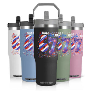 I Was Six Now I Am Seven Flip Straw Tumbler Patriotic 7th Birthday Gift