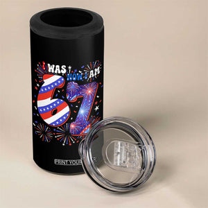 I Was Six Now I Am Seven 4 in 1 Can Cooler Tumbler Patriotic 7th Birthday Gift