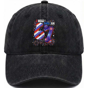 I Was Six Now I Am Seven Washed Cotton Baseball Cap Patriotic 7th Birthday Gift