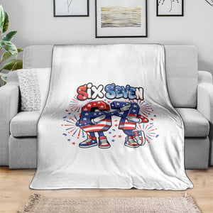 Funny Six Seven Dabbing Throw Blanket Patriotic American Pride Gift