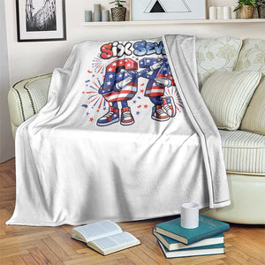Funny Six Seven Dabbing Throw Blanket Patriotic American Pride Gift
