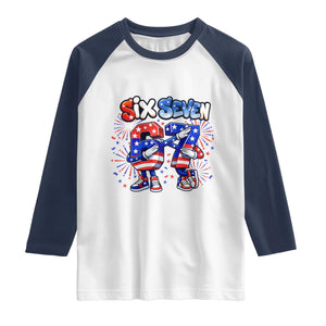 Funny Six Seven Dabbing Raglan Shirt Patriotic American Pride Gift