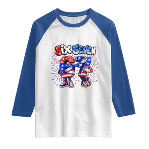 Funny Six Seven Dabbing Raglan Shirt Patriotic American Pride Gift