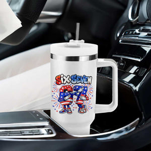 Funny Six Seven Dabbing Tumbler With Handle Patriotic American Pride Gift