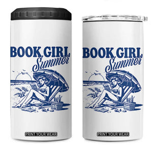 Book Girl Summer 4 in 1 Can Cooler Tumbler Funny Beach Book Lover Gift