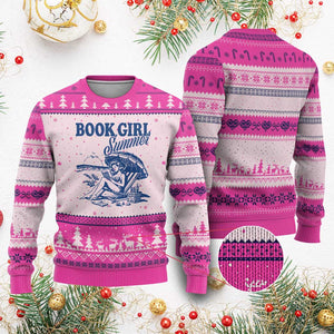 Book Girl Summer Ugly Christmas Sweater Funny Beach Book Lover Gift
