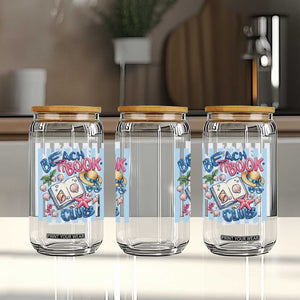 Beach Book Club Glass Can Bookworm Summer Vacation Graphic