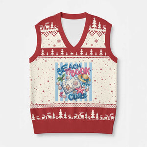 Beach Book Club V-Neck Knit Sweater Vest Bookworm Summer Vacation Graphic