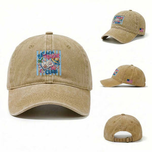 Beach Book Club Washed Cotton Baseball Cap Bookworm Summer Vacation Graphic