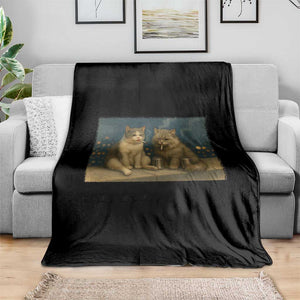 Funny Smoking Cat Throw Blanket Meme Cool Kitten With Cigarette TS12 Print Your Wear