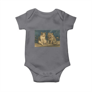 Funny Smoking Cat Baby Onesie Meme Cool Kitten With Cigarette TS12 Charcoal Print Your Wear