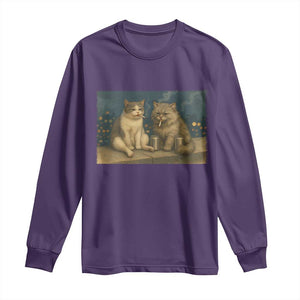 Funny Smoking Cat Long Sleeve Shirt Meme Cool Kitten With Cigarette TS12 Purple Print Your Wear