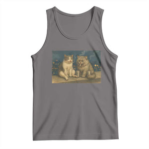 Funny Smoking Cat Tank Top Meme Cool Kitten With Cigarette TS12 Deep Heather Print Your Wear