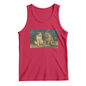 Funny Smoking Cat Tank Top Meme Cool Kitten With Cigarette TS12 Red Print Your Wear