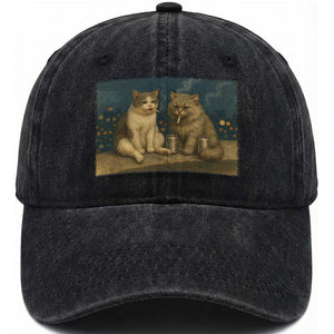Funny Smoking Cat Washed Cotton Baseball Cap Meme Cool Kitten With Cigarette TS12 Print Your Wear