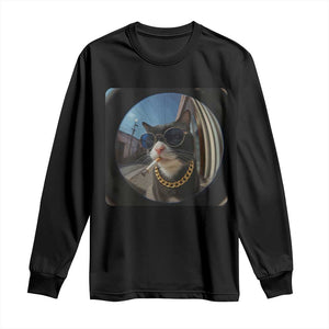 Smoking Cat Long Sleeve Shirt Meme Funny Cool Kitten TS12 Black Print Your Wear