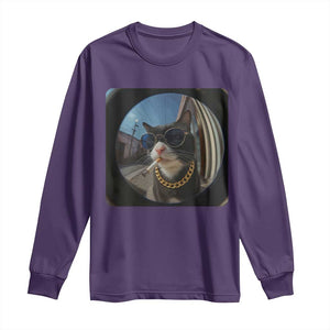 Smoking Cat Long Sleeve Shirt Meme Funny Cool Kitten TS12 Purple Print Your Wear