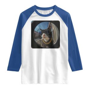 Smoking Cat Raglan Shirt Meme Funny Cool Kitten TS12 White Royal Print Your Wear
