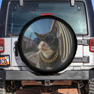 Smoking Cat Spare Tire Cover Meme Funny Cool Kitten TS12 No hole Black Print Your Wear