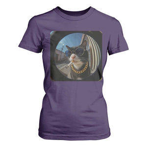 Smoking Cat T Shirt For Women Meme Funny Cool Kitten TS12 Purple Print Your Wear
