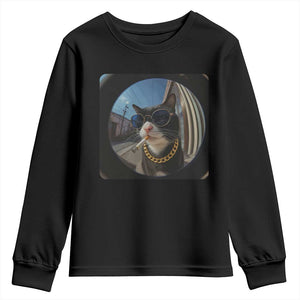 Smoking Cat Youth Sweatshirt Meme Funny Cool Kitten TS12 Black Print Your Wear